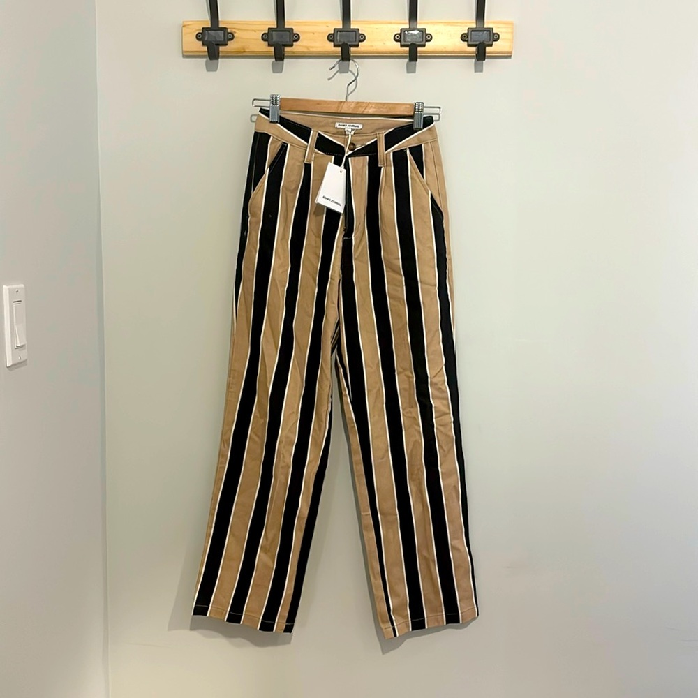 Black and beige trousers